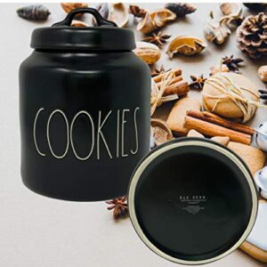 Rae Dunn Cookie Canister - Artisan Collection By Magenta - Beautiful Black Rae Dunn Cookie Canister - Large LL Font White Letters Spelling "COOKIES".