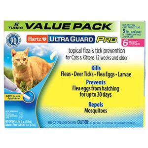 Hartz UltraGuard Pro Topical Flea & Tick Prevention for Cats & Kittens, Over 5 lbs 6 Monthly Treatments