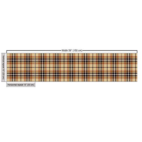 Ambesonne Brown Plaid Fabric by The Yard, Squares with Stripes Cutting Bold Streaks Vertical and Horizontal Abstract, Decorative Fabric for Upholstery and Home Accents, 2 Yards, Multicolor