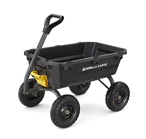 Gorilla Carts 7GCG-NF 7 Cu. Ft. Heavy-Duty Poly Garden Dump Cart with No-Flat Tires, Black (Amazon Exclusive)