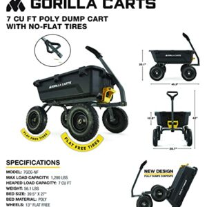 Gorilla Carts 7GCG-NF 7 Cu. Ft. Heavy-Duty Poly Garden Dump Cart with No-Flat Tires, Black (Amazon Exclusive)