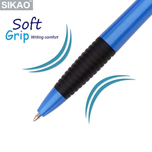 Sikao Pens Bulk Gripped Slimster Retractable Ballpoint Pen Medium Point Black ink Smooth Writing Pens for Journaling No Bleed (60Pack)