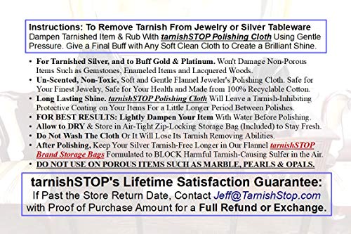 15.00 Savings, TarnishSTOP, USA Made, Bundle (3) Anti-Tarnish Prevention Cloth Storage Bags (Small, Medium and Large) + (1) Gigantic Silver Polishing Cloth For Silverplate & Sterling Silver, Blue