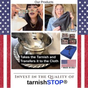 15.00 Savings, TarnishSTOP, USA Made, Bundle (3) Anti-Tarnish Prevention Cloth Storage Bags (Small, Medium and Large) + (1) Gigantic Silver Polishing Cloth For Silverplate & Sterling Silver, Blue