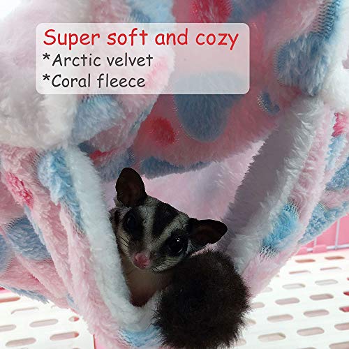 Oncpcare Small Pet Cage Hammock, Triple-Layer Sugar Glider Hammock, Hamster Cage Accessories Bedding Cozy Small Animals Bed for Chinchilla Parrot Sugar Glider Ferrets Rat Hamster Rat Playing Sleeping