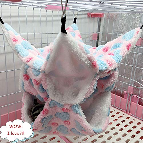 Oncpcare Small Pet Cage Hammock, Triple-Layer Sugar Glider Hammock, Hamster Cage Accessories Bedding Cozy Small Animals Bed for Chinchilla Parrot Sugar Glider Ferrets Rat Hamster Rat Playing Sleeping