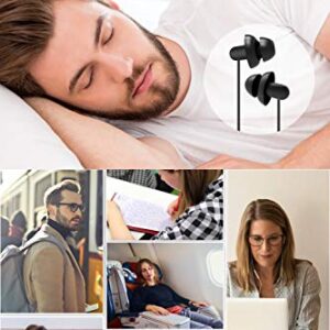 Sleep Earbuds, Hearprotek 2 Pairs Ultra Soft Lightweight Silicone Sleeping Earphone Headphones with Volume Control and mic for Side Sleeper, Snoring, Air Travel, Relaxation (Black)