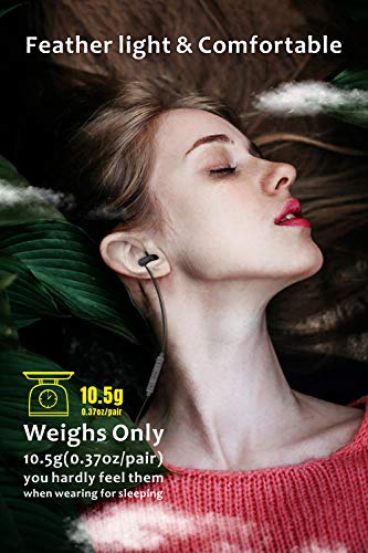 Sleep Earbuds, Hearprotek 2 Pairs Ultra Soft Lightweight Silicone Sleeping Earphone Headphones with Volume Control and mic for Side Sleeper, Snoring, Air Travel, Relaxation (Black)