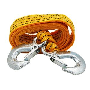 ysy 3 ton heavy duty tow strap with safety hooks 10ft | 6,600 lb capacity | polyester towing rope for towing vehicles in roadside emergency 1 set(yellow)