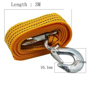 YSY 3 Ton Heavy Duty Tow Strap with Safety Hooks 10FT | 6,600 LB Capacity | Polyester Towing Rope for Towing Vehicles in Roadside Emergency 1 Set(Yellow)