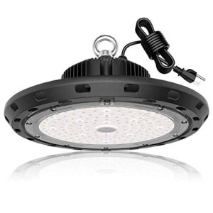 vcmag ufo led high bay light 150w 21,000lm 5000k daylight 600w hid/hps equivalent with us plug 5' cable led warehouse lights commercial shop workshop garage factory lowbay area lighting fixture