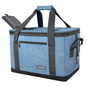 hap tim soft cooler bag 40-can large reusable grocery bags soft sided collapsible travel cooler for outdoor travel hiking beach picnic bbq party(us13634-blue grey)
