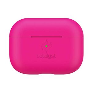 slim case for airpods pro by catalyst - skin for apple airpods pro charging case, interchangeable colors, protective cover soft skin, compatible wireless charging - neon pink
