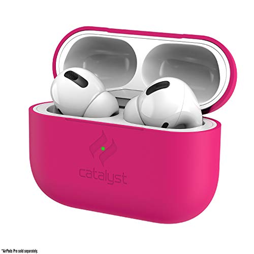 Slim Case for AirPods Pro by Catalyst - Skin for Apple AirPods Pro Charging Case, Interchangeable Colors, Protective Cover Soft Skin, Compatible Wireless Charging - Neon Pink