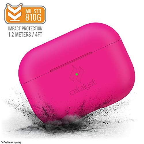 Slim Case for AirPods Pro by Catalyst - Skin for Apple AirPods Pro Charging Case, Interchangeable Colors, Protective Cover Soft Skin, Compatible Wireless Charging - Neon Pink