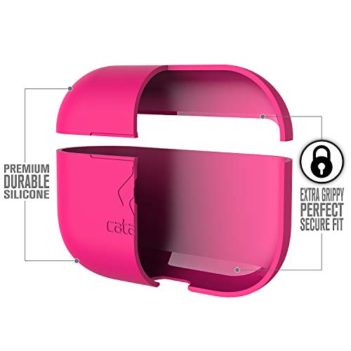 Slim Case for AirPods Pro by Catalyst - Skin for Apple AirPods Pro Charging Case, Interchangeable Colors, Protective Cover Soft Skin, Compatible Wireless Charging - Neon Pink