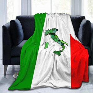 flannel fleece best throw blanket, map of italy and italian flag green white red stripes blankets for better relaxing daycare, air conditioning blanket and quality easy care 50" x 40"