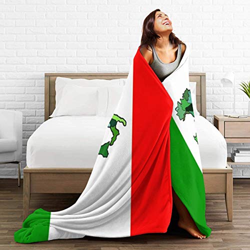 Flannel Fleece Best Throw Blanket, Map of Italy and Italian Flag Green White Red Stripes Blankets for Better Relaxing Daycare, Air Conditioning Blanket and Quality Easy Care 50" x 40"