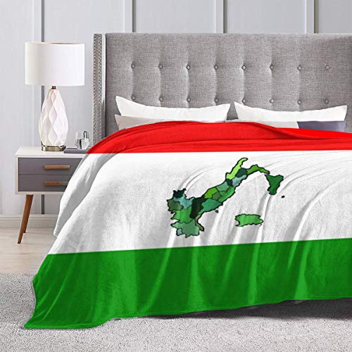 Flannel Fleece Best Throw Blanket, Map of Italy and Italian Flag Green White Red Stripes Blankets for Better Relaxing Daycare, Air Conditioning Blanket and Quality Easy Care 50" x 40"