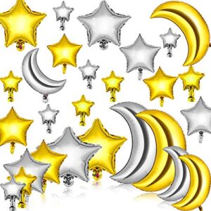 60 pieces large moon foil balloons 18/ 36 inch moon balloons 5/ 10/ 18 inch silver gold foil star balloons mylar balloons for party decoration baby shower birthday