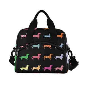 Blueangle Insulated Cooler Leakproof Reusable Lunch Bag - Dachshund Dogs Lunch Box Tote Bag with Adjustable Shoulder Strap for Women and Man