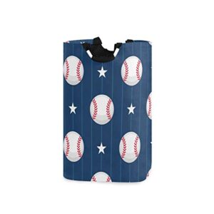 22.7"(h) collapsible laundry hamper baseball star print laundry basket organizer large with handle foldable clothes hamper