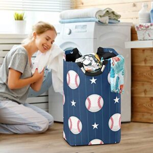 22.7"(H) Collapsible Laundry Hamper Baseball Star Print Laundry Basket Organizer Large with Handle Foldable Clothes Hamper