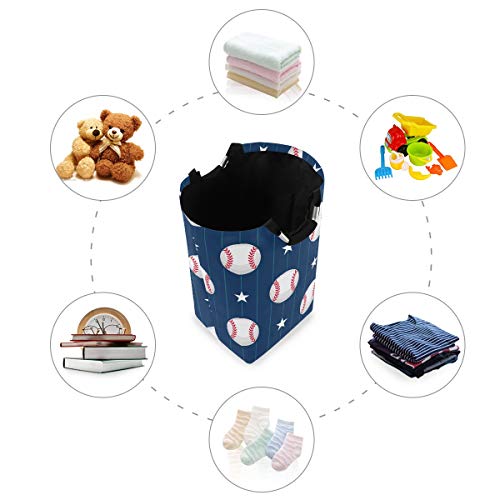 22.7"(H) Collapsible Laundry Hamper Baseball Star Print Laundry Basket Organizer Large with Handle Foldable Clothes Hamper