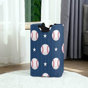 22.7"(H) Collapsible Laundry Hamper Baseball Star Print Laundry Basket Organizer Large with Handle Foldable Clothes Hamper