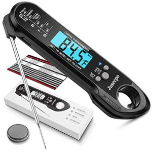 juseepo instant read waterproof meat thermometer - 2s instant read ultra fast cooking thermometer with backlight & calibration.best kitchen food thermometer for cooking, outdoor grill and bbq(black)