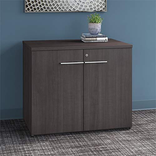 Bbf Office 500 36W Storage Cabinet with Doors in Storm Gray - Engineered Wood