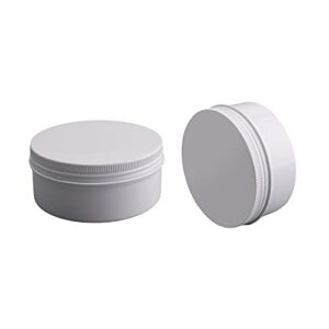 othmro 3pcs 5.1oz metal round tins aluminum tin cans containers with screw lid, 83*38mm(dxh) white tin cans for salve, spices, lip balm, tea or candies 150ml