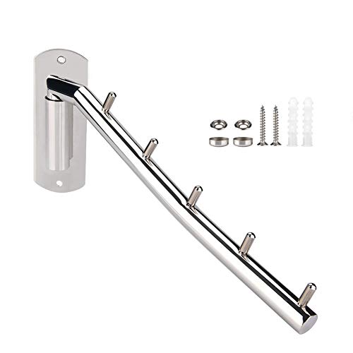 Fdit 15" Folding Wall Mounted Clothes Hanger Rack Stainless Steel Swing Arm Wall Mount Clothes Rack 180°Swivel Bar Wall Clothes Hanger