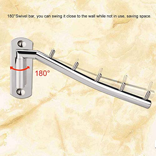 Fdit 15" Folding Wall Mounted Clothes Hanger Rack Stainless Steel Swing Arm Wall Mount Clothes Rack 180°Swivel Bar Wall Clothes Hanger