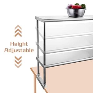 Hally Double Overshelf of Stainless Steel 12'' x 48'' Weight Capacity 380lb, Commercial 2 Tier Shelf for Prep & Work Table in Restaurant, Home and Kitchen