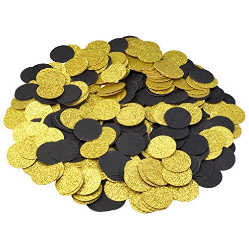 400pcs Glitter Paper Confetti Circles, Nydotd Confetti Circle Dots Confetti Graduation Party Glitter Paper Circle Dots for Party Decorations Wedding Table Decor (Gold & Black)