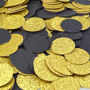 400pcs Glitter Paper Confetti Circles, Nydotd Confetti Circle Dots Confetti Graduation Party Glitter Paper Circle Dots for Party Decorations Wedding Table Decor (Gold & Black)