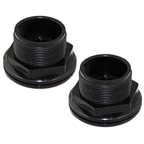 Odyssea 1-1/2 Bulkhead Fitting 1.50 inch Slip x Slip Gasket ABS Aquarium Pond Filters (2 Pack)