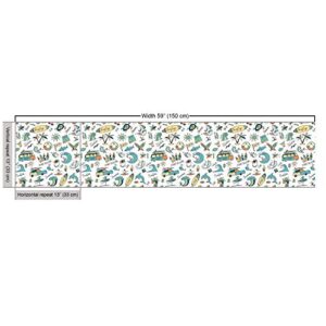 Ambesonne Surfboard Fabric by The Yard, Cartoon Surf Associated Wording and Colorful Repeated Aloha Summery Designs, Decorative Fabric for Upholstery and Home Accents, 2 Yards, White Multicolor