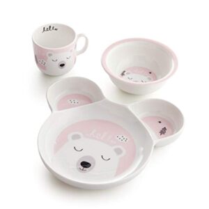 zen hello hello porcelain childrens kids dinner set of 3 (pink)