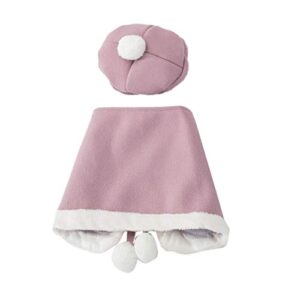 balacoo pet pompon cape with beret creative dog clothes cat costume pet cape hat for party festival cosplay cat photo props for cat kitten dog puppy 1 set (m)