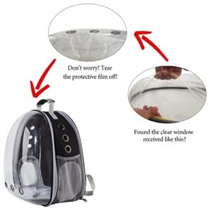 XZKING Cat Backpack Carrier Bubble Bag, Transparent Space Capsule Pet Carrier Dog Hiking Backpack, Small Dog Backpack Carrier for Cats Puppies Airline Approved Travel Carrier Outdoor Use Black