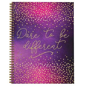 Softcover Dare 8.5" x 11" Motivational Spiral Notebook/Journal, 120 College Ruled Pages, Durable Gloss Laminated Cover, Gold Wire-o Spiral. Made in the USA