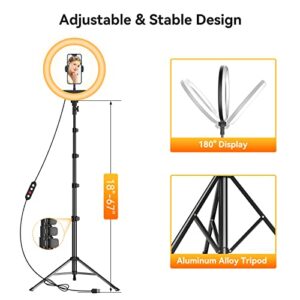 TODI 12" Ring Light with 63" extendable Tripod Stand, Selfie Ring Light with Phone Holder and Wireless Remote, 【2-in-1】 Dimmable LED Ring Light & Selfie Stick for Makeup/Live Stream/Photography