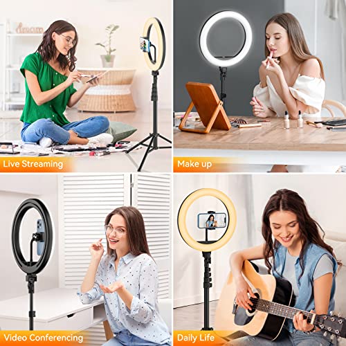 TODI 12" Ring Light with 63" extendable Tripod Stand, Selfie Ring Light with Phone Holder and Wireless Remote, 【2-in-1】 Dimmable LED Ring Light & Selfie Stick for Makeup/Live Stream/Photography