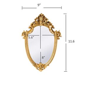 Funerom Vintage 11.6 x 9 Inch Decorative Wall Mirror Gold Shield Shape