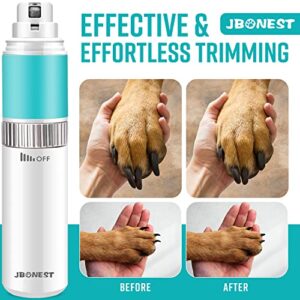 JBonest Dog Nail Grinder with Quite Low Noise for Large Medium Small Dogs and Cats, Highly Speeds Rechargeable Pet Claw Trimmer with Clipper and File