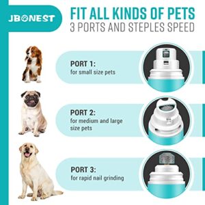 JBonest Dog Nail Grinder with Quite Low Noise for Large Medium Small Dogs and Cats, Highly Speeds Rechargeable Pet Claw Trimmer with Clipper and File