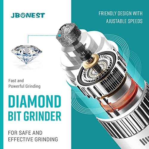 JBonest Dog Nail Grinder with Quite Low Noise for Large Medium Small Dogs and Cats, Highly Speeds Rechargeable Pet Claw Trimmer with Clipper and File