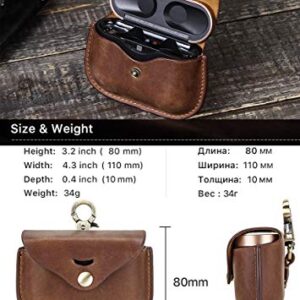 for wf-1000xm3 Case, Personalized wf-1000xm3 Leather case with Carabiner, Genuine Leather Protective Case Cover Shockproof for Sony WF-1000xm3 Case Wireless Charging Case (Blank, Brown)